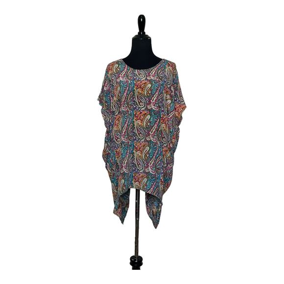 Tolani colorful paisley print short sleeves tunic top size M - Picture 15 of 15